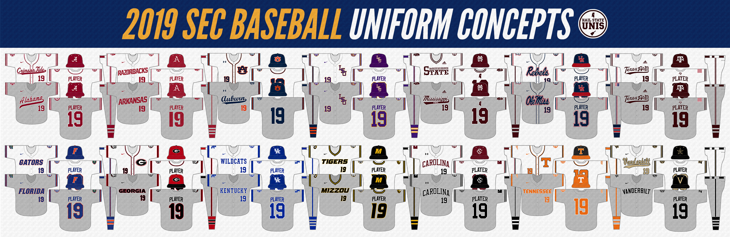 2019 SEC Baseball Uniform Concepts - Hail State Unis