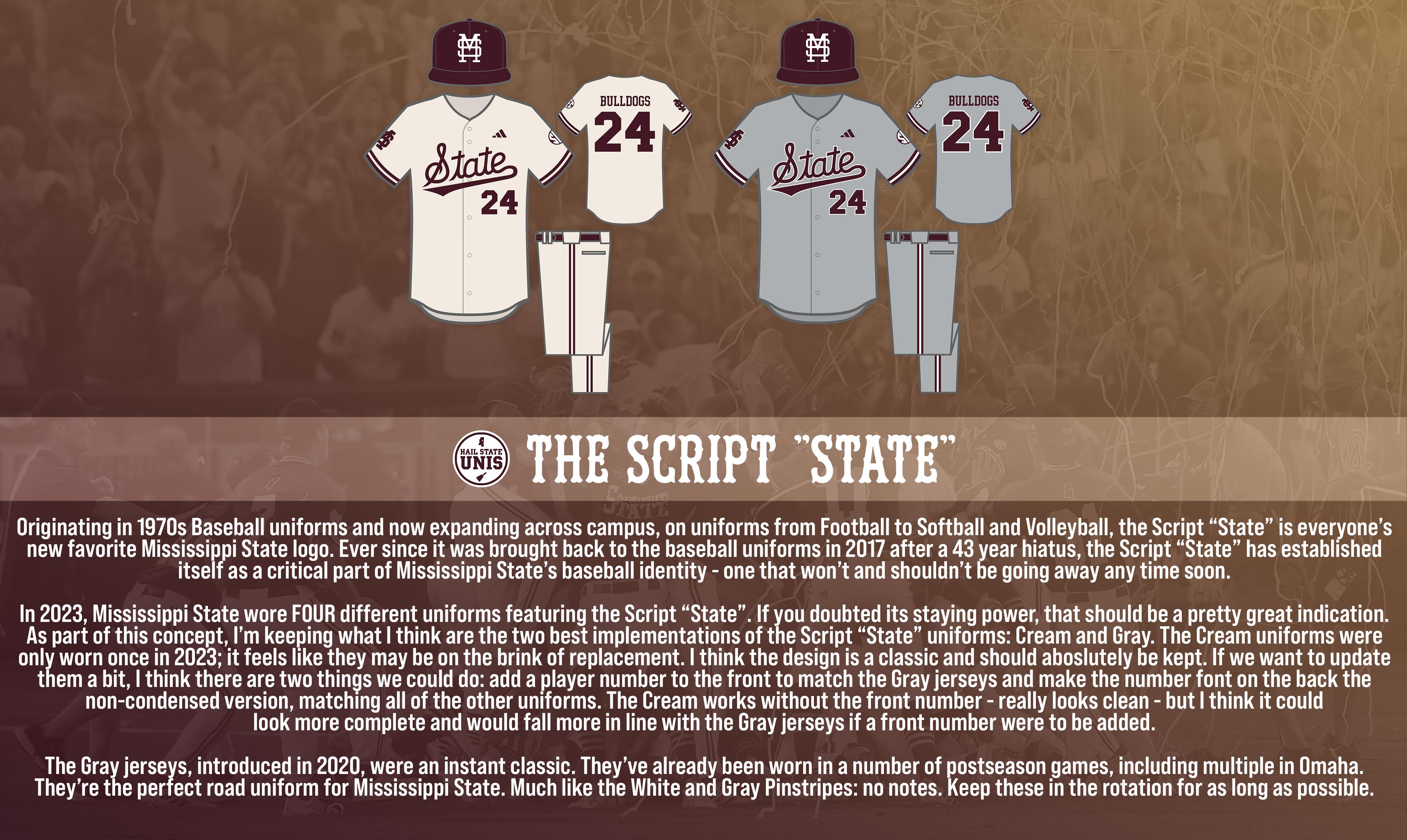 2024 Baseball Uniforms Concept Hail State Unis